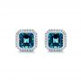 14k White Gold London Blue Topaz And Diamond Stud Earrings