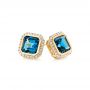 14k Yellow Gold London Blue Topaz And Diamond Stud Earrings - Front View -  105417 - Thumbnail