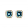 18k Yellow Gold London Blue Topaz And Diamond Stud Earrings