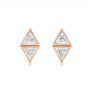14k Rose Gold Modern Bezel Set Trillion Diamond Earrings - Three-Quarter View -  106064 - Thumbnail