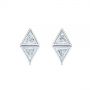 14k White Gold 14k White Gold Modern Bezel Set Trillion Diamond Earrings - Three-Quarter View -  106064 - Thumbnail