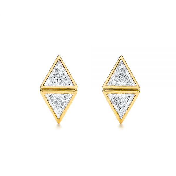 18k Yellow Gold 18k Yellow Gold Modern Bezel Set Trillion Diamond Earrings - Three-Quarter View -  106064