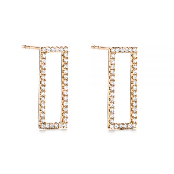 14k Rose Gold Modern Diamond Earrings - Front View -  103780
