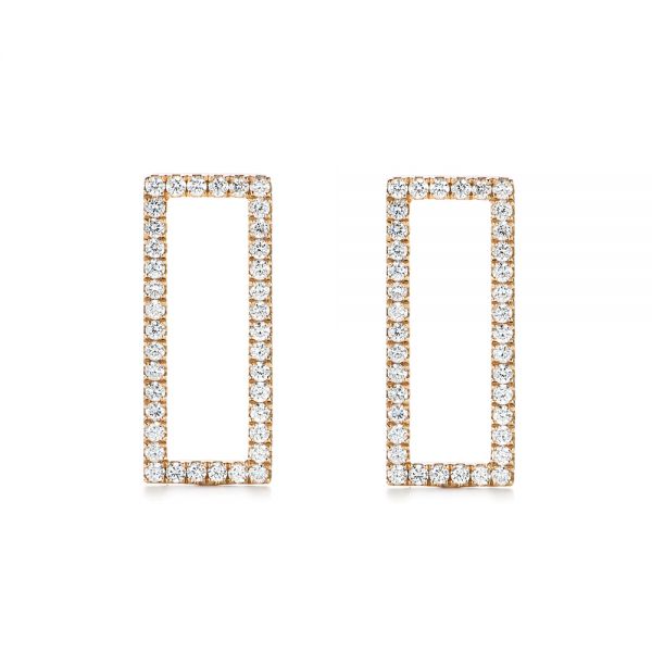 14k Rose Gold Modern Diamond Earrings - Three-Quarter View -  103780