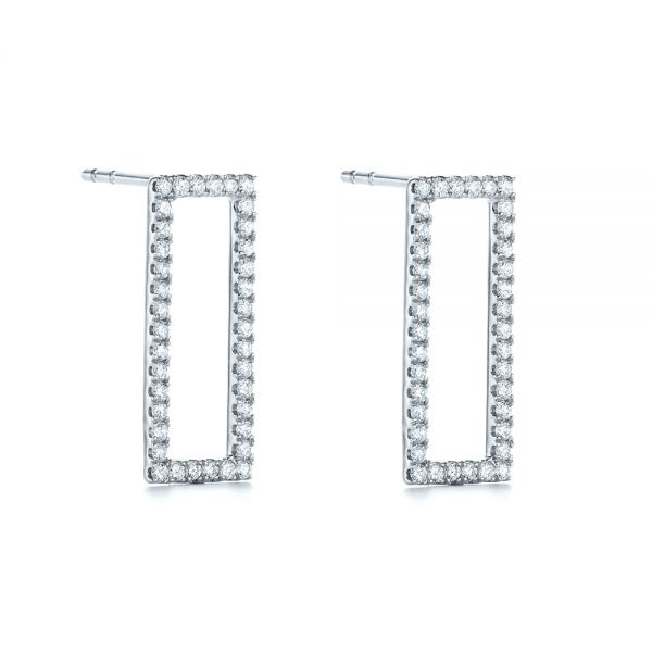 14k White Gold 14k White Gold Modern Diamond Earrings - Front View - 103780