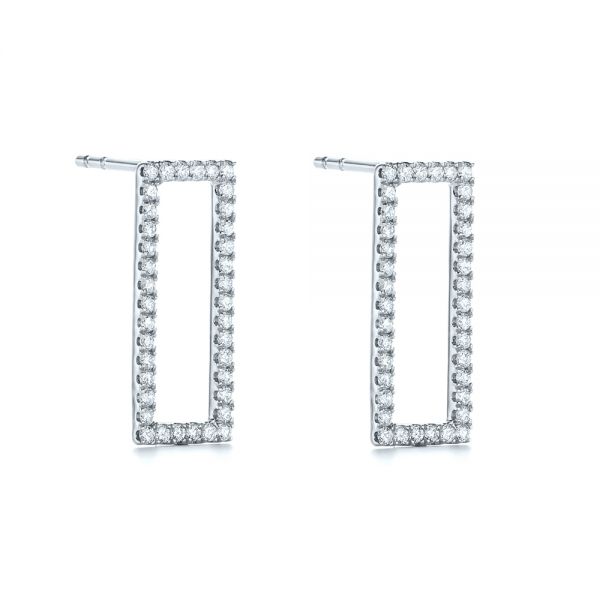 14k White Gold 14k White Gold Modern Diamond Earrings - Front View -  103780