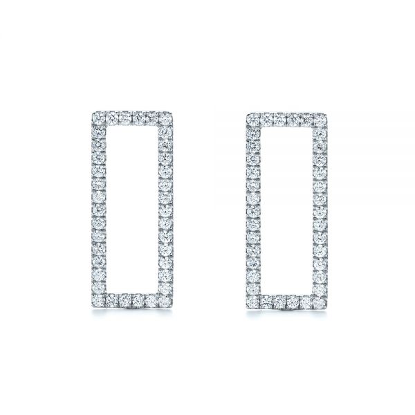 18k White Gold 18k White Gold Modern Diamond Earrings - Three-Quarter View -  103780