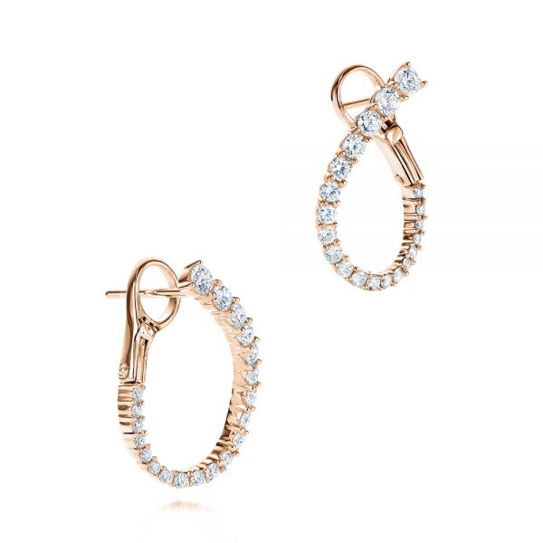 14k Rose Gold 14k Rose Gold Modern Hoop Diamond Earrings - Front View - 106334