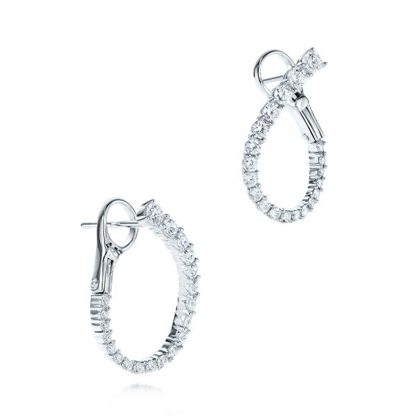 18k White Gold 18k White Gold Modern Hoop Diamond Earrings - Front View -  106334