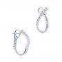 18k White Gold 18k White Gold Modern Hoop Diamond Earrings - Front View -  106334 - Thumbnail