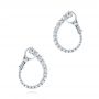 14k White Gold Modern Hoop Diamond Earrings - Three-Quarter View -  106334 - Thumbnail