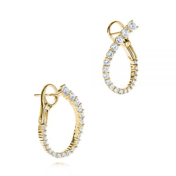 18k Yellow Gold 18k Yellow Gold Modern Hoop Diamond Earrings - Front View -  106334