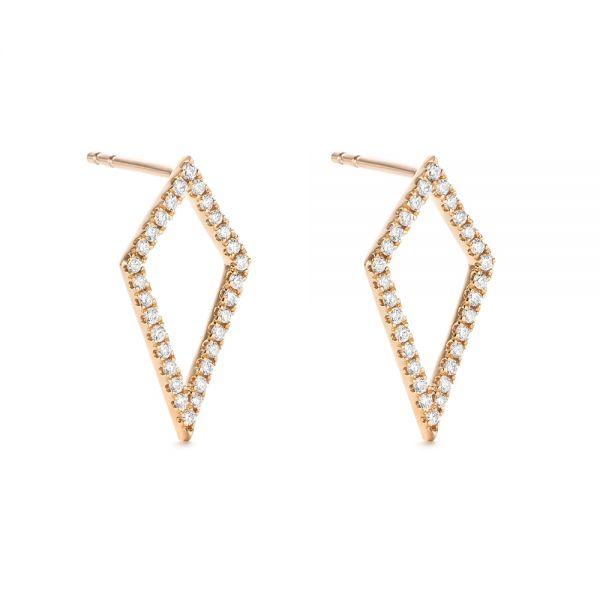14k Rose Gold Modern Kite-shaped Diamond Earrings - Front View - 103777