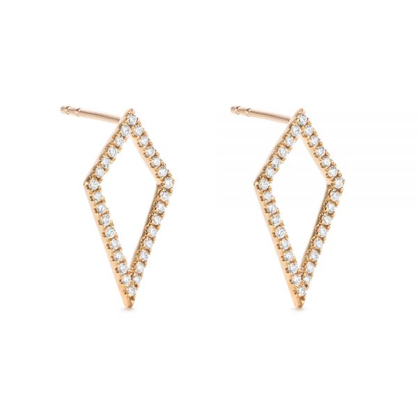 14k Rose Gold Modern Kite-shaped Diamond Earrings - Front View -  103777