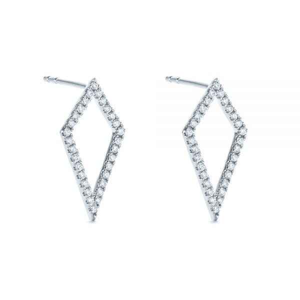 14k White Gold 14k White Gold Modern Kite-shaped Diamond Earrings - Front View -  103777