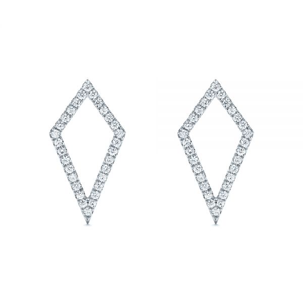 14k White Gold 14k White Gold Modern Kite-shaped Diamond Earrings - Three-Quarter View -  103777