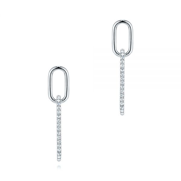 Platinum Platinum Modern Paperclip Diamond Earrings - Three-Quarter View -  106226