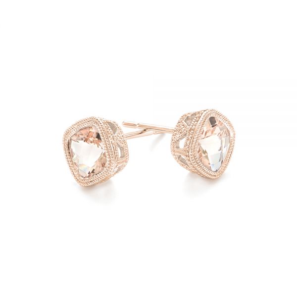 18k Rose Gold 18k Rose Gold Morganite Stud Earrings - Front View -  102644