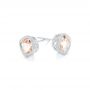 14k White Gold Morganite Stud Earrings - Front View -  102644 - Thumbnail