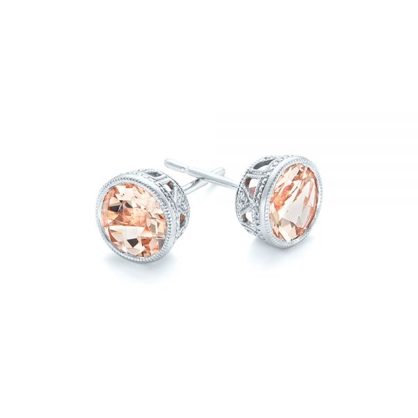  Platinum Platinum Morganite Stud Earrings - Front View -  102659