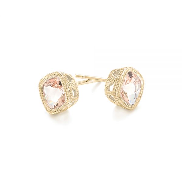 18k Yellow Gold 18k Yellow Gold Morganite Stud Earrings - Front View -  102644