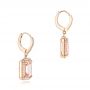 14k Rose Gold Morganite And Diamond Halo Earrings - Front View -  102775 - Thumbnail