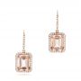 14k Rose Gold Morganite And Diamond Halo Earrings - Three-Quarter View -  102775 - Thumbnail