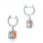  Platinum Platinum Morganite And Diamond Halo Earrings - Front View -  101017 - Thumbnail