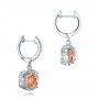 18k White Gold 18k White Gold Morganite And Diamond Halo Earrings - Front View -  101017 - Thumbnail