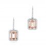  Platinum Platinum Morganite And Diamond Halo Earrings - Three-Quarter View -  102775 - Thumbnail