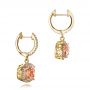 14k Yellow Gold 14k Yellow Gold Morganite And Diamond Halo Earrings - Front View -  101017 - Thumbnail