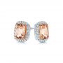14k Rose Gold And Platinum 14k Rose Gold And Platinum Morganite And Diamond Halo Two-tone Earrings - Front View -  106019 - Thumbnail
