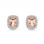 14k Rose Gold And 18K Gold 14k Rose Gold And 18K Gold Morganite And Diamond Halo Two-tone Earrings - Three-Quarter View -  106019 - Thumbnail