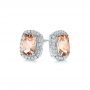  Platinum And 14K Gold Platinum And 14K Gold Morganite And Diamond Halo Two-tone Earrings - Front View -  106019 - Thumbnail