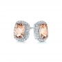 14k White Gold And Platinum 14k White Gold And Platinum Morganite And Diamond Halo Two-tone Earrings - Front View -  106019 - Thumbnail