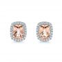  Platinum And Platinum Platinum And Platinum Morganite And Diamond Halo Two-tone Earrings - Three-Quarter View -  106019 - Thumbnail