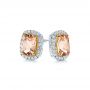 18k Yellow Gold And Platinum 18k Yellow Gold And Platinum Morganite And Diamond Halo Two-tone Earrings - Front View -  106019 - Thumbnail