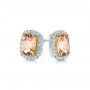 14k Yellow Gold And Platinum 14k Yellow Gold And Platinum Morganite And Diamond Halo Two-tone Earrings - Front View -  106019 - Thumbnail