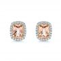 18k Yellow Gold And Platinum 18k Yellow Gold And Platinum Morganite And Diamond Halo Two-tone Earrings - Three-Quarter View -  106019 - Thumbnail