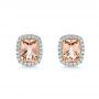 14k Yellow Gold And 18K Gold 14k Yellow Gold And 18K Gold Morganite And Diamond Halo Two-tone Earrings - Three-Quarter View -  106019 - Thumbnail