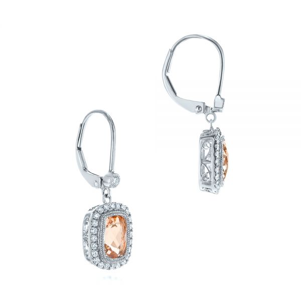  Platinum Platinum Morganite And Diamond Leverback Earrings - Front View -  106009