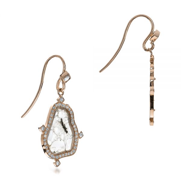 18k Rose Gold 18k Rose Gold Natural Diamond Slice Earrings - Front View -  100832