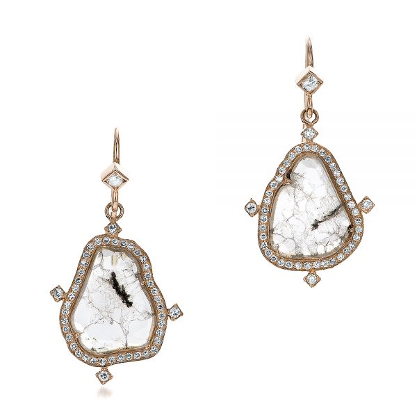 14k Rose Gold 14k Rose Gold Natural Diamond Slice Earrings - Three-Quarter View -  100832