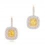  14K Gold And 18k Rose Gold 14K Gold And 18k Rose Gold Natural Yellow Diamond Earrings - Three-Quarter View -  103159 - Thumbnail