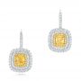  14K Gold And Platinum 14K Gold And Platinum Natural Yellow Diamond Earrings - Three-Quarter View -  103159 - Thumbnail