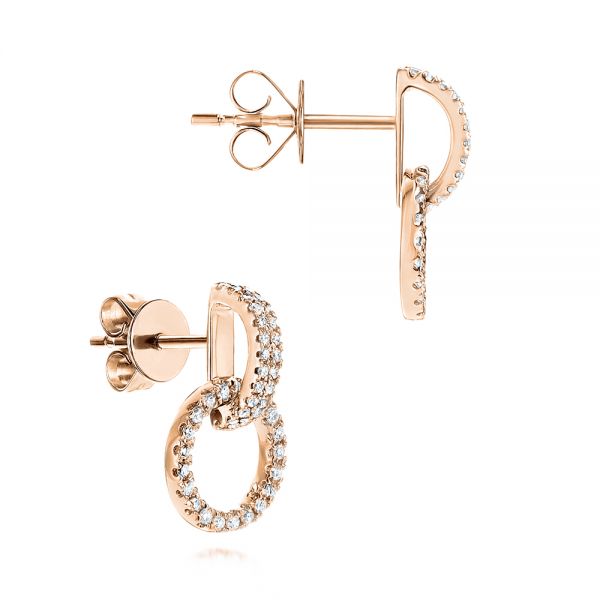 14k Rose Gold 14k Rose Gold Open Circle Diamond Earrings - Front View - 106228