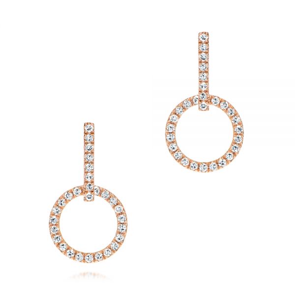 18k Rose Gold 18k Rose Gold Open Circle Diamond Earrings - Three-Quarter View -  106227