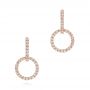 14k Rose Gold Open Circle Diamond Earrings - Three-Quarter View -  106227 - Thumbnail