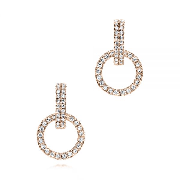 14k Rose Gold 14k Rose Gold Open Circle Diamond Earrings - Three-Quarter View -  106228 - Thumbnail