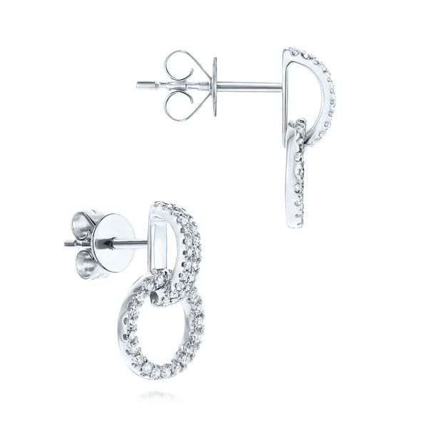 14k White Gold Open Circle Diamond Earrings - Front View - 106228